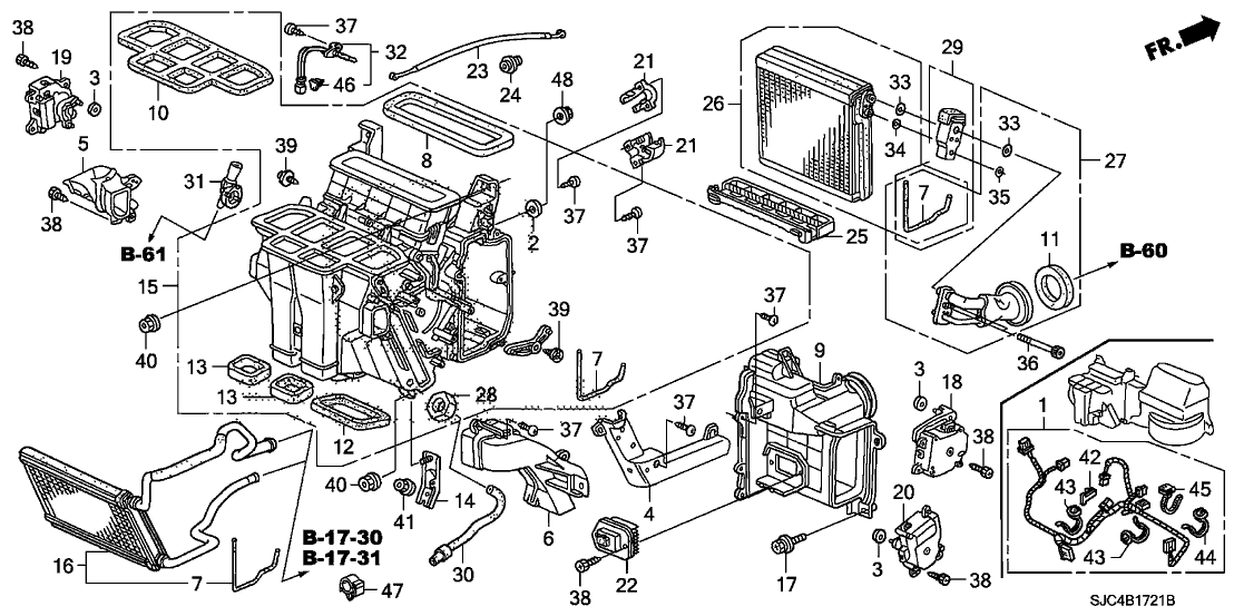 Honda New 2006-2008 Fits Honda Ridgeline Heater Core Sub-Assembly, Part # 79115-SJC-A03