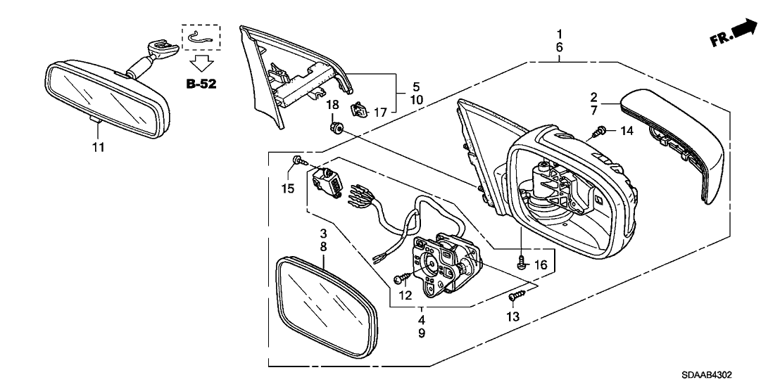 Honda New 2006-2007 Fits Honda Accord Mirror Assembly, Passenger Side Door (Silver Metallic) (R.C.), Part # 76200-SDC-A11ZM