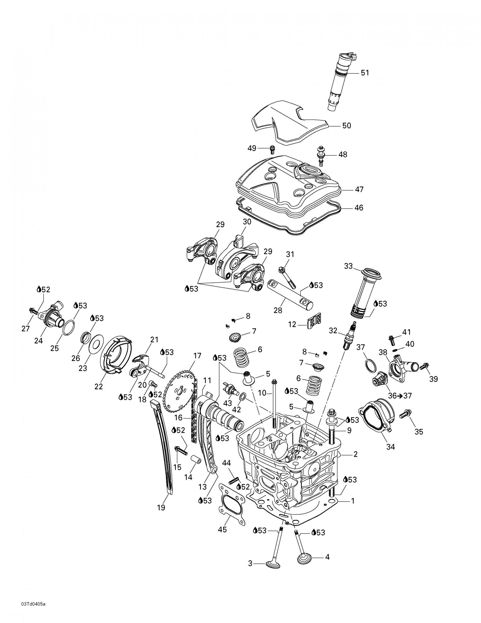 Fits 2004-2005 Can-Am Quest MAX / Quest STD Models Cylinder Head Ass'y, OEM Part # 420613477