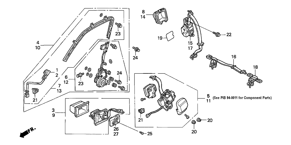 Honda New 1990-1991 Fits Honda Accord Rail Guide Assy., L., Part # 81837-SM4-A03