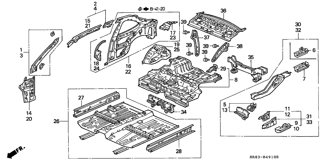 Honda New 1992-1995 Fits Honda Civic Pillar Set, R. FR. (Upper) (Inner), Part # 04637-SR3-300ZZ