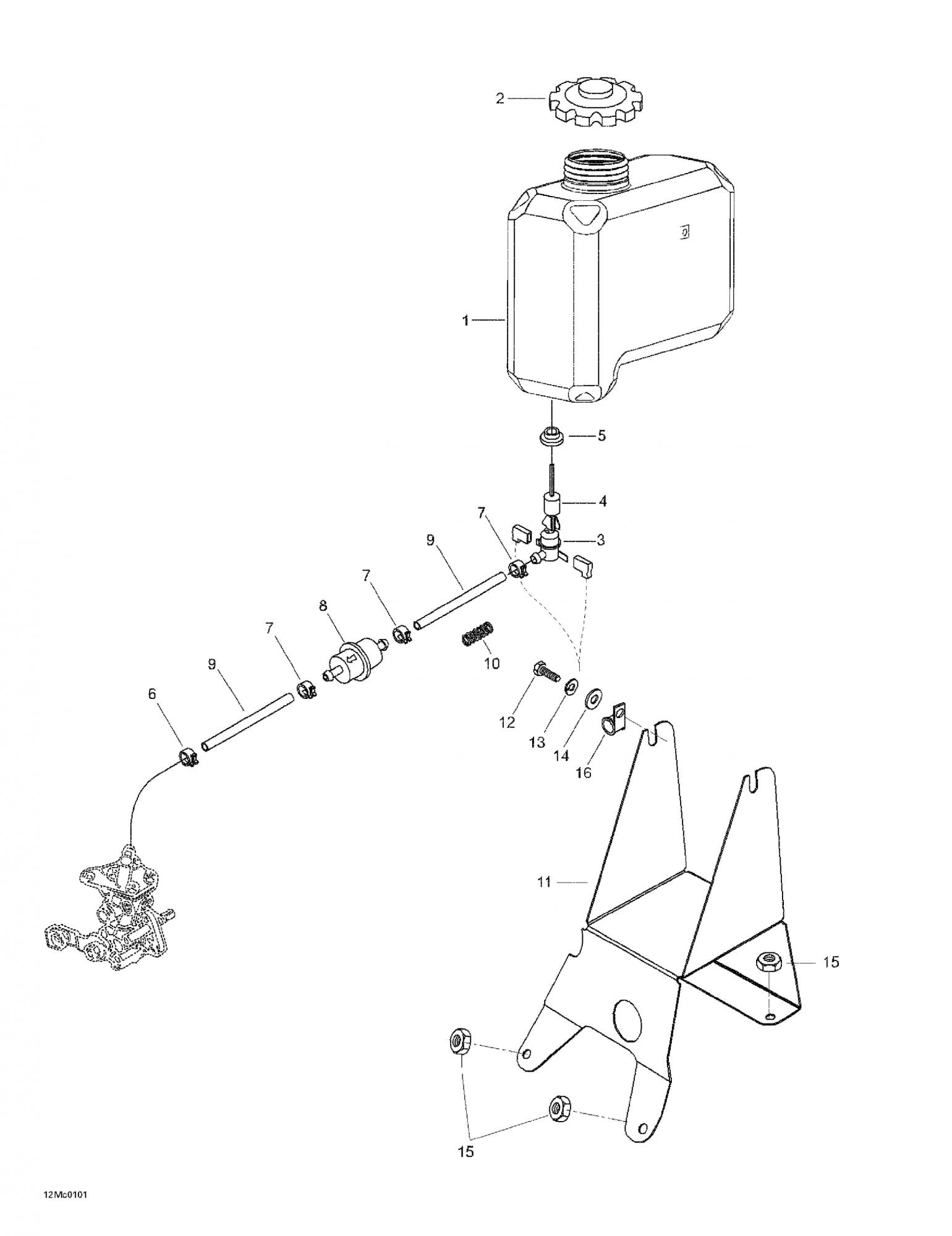 Fits 2001-2007 Ski-Doo Skandic 440 / Skandic 440F Models Tank Support, OEM Part # 5246036