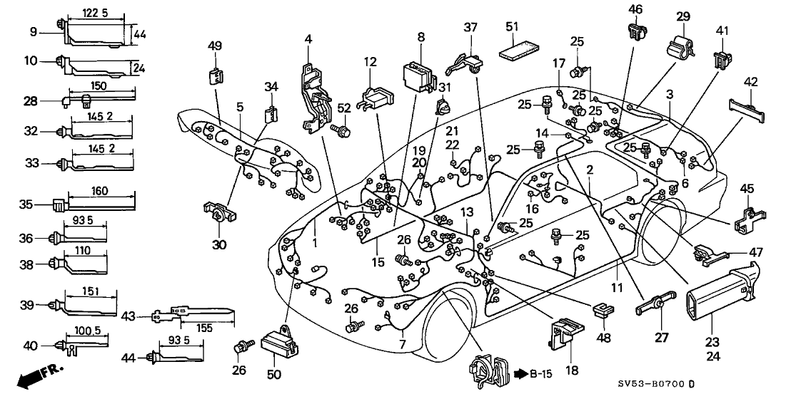 Honda New 1994-1997 Fits Honda Accord Wire Harness Clip, Part # 90654-SV5-000