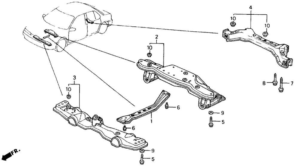 New 1990-1993 Fits Honda Accord Front Beam, Part # 50250-SM4-A03