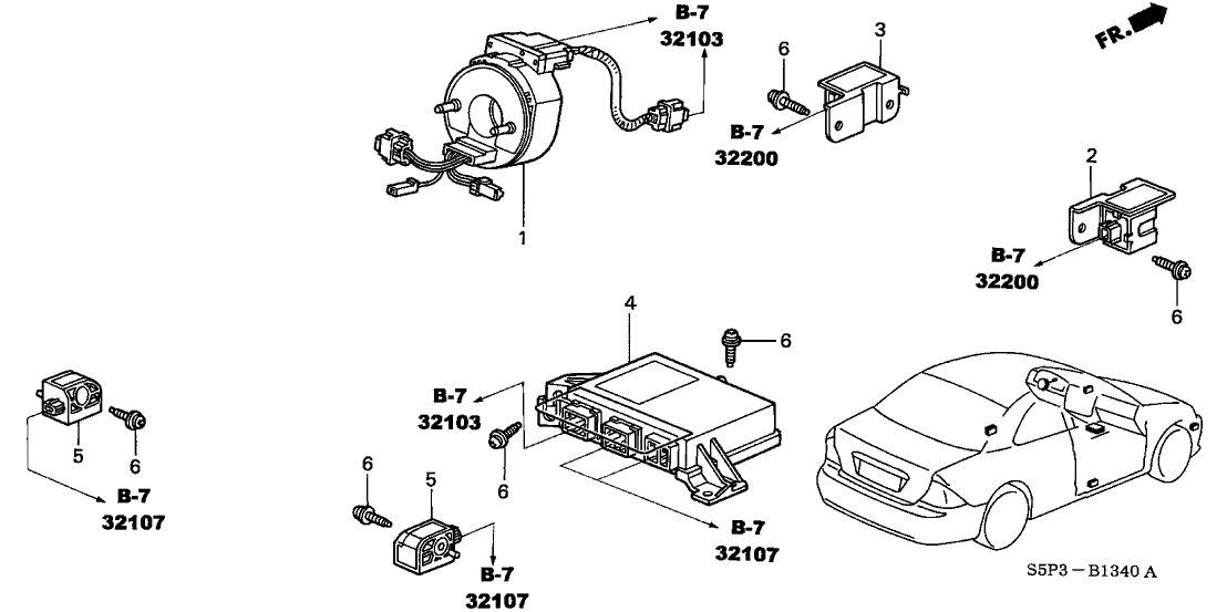Honda New 2001 Fits Honda Civic Side Impact Sensor Assembly, Part # 77970-S5P-A91