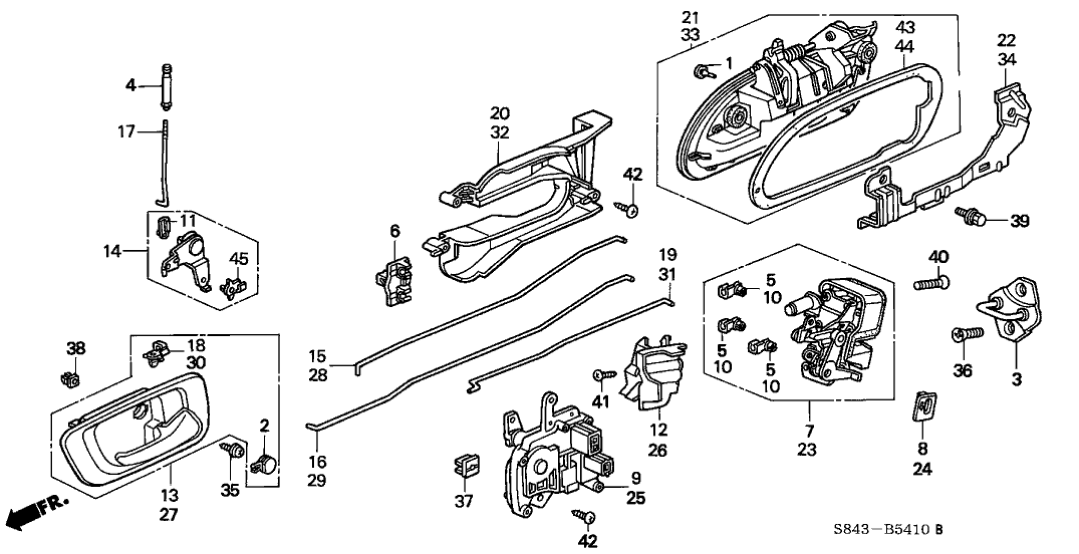 Honda New 2000-2002 Fits Honda Accord Handle Assembly, Left Rear Door (Outer) (Nighthawk Black Pearl), Part # 72680-S84-A01ZP