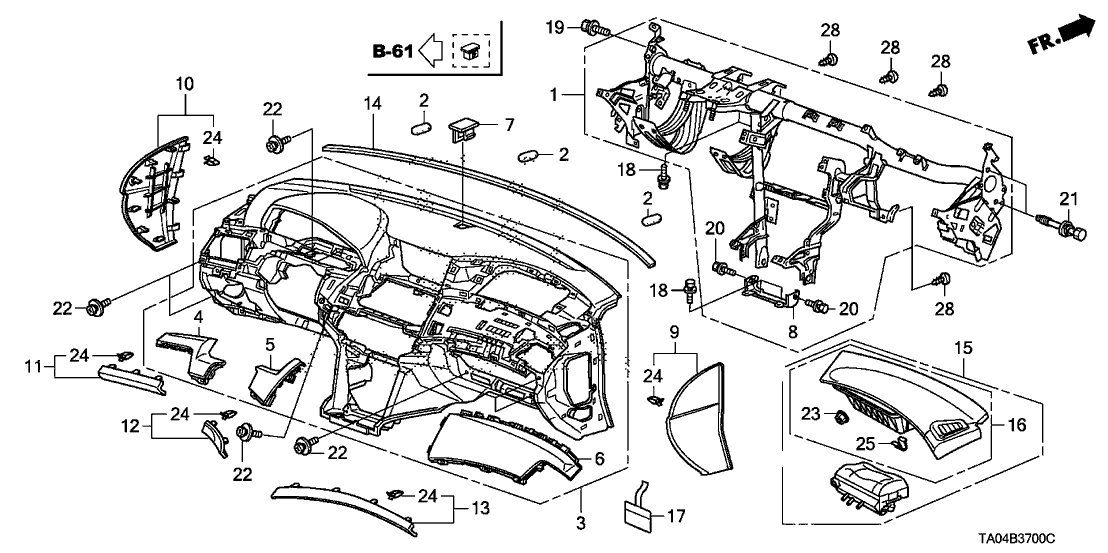Honda New 2008-2010 Fits Honda Accord Pad, Passenger Middle *NH597L* (DARK ATLAS GRAY), Part # 77104-TA5-A00ZB