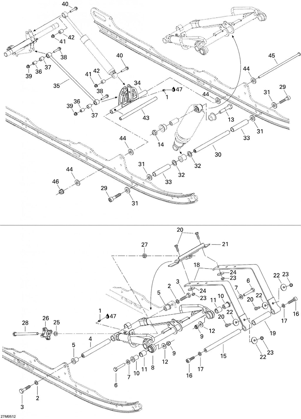Fits 2002-2005 Ski-Doo Summit 1000 SDI, Highmark & Highmark X / Summit 600 HO Models Bolt, Long, OEM Part # 250000062