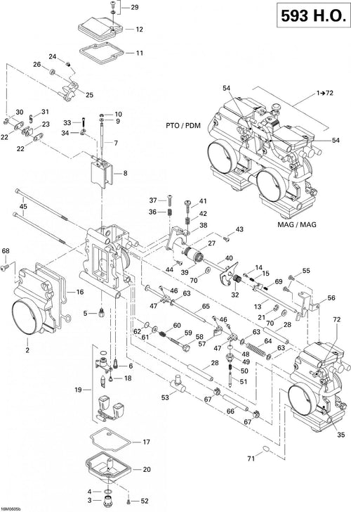 Fits 2006-2007 Ski-Doo MX Z 600 HO Adrenaline / MX Z Adrenaline 600 HO Carburetor Kit TM40-B355Z1 Includes 1 To 72, OEM Part # 403138789