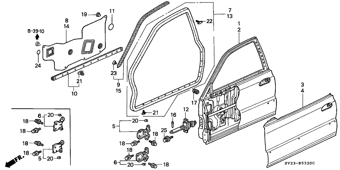 Honda New 1994-1997 Fits Honda Accord Skin L,FR Door, Part # 67151-SV2-505ZZ