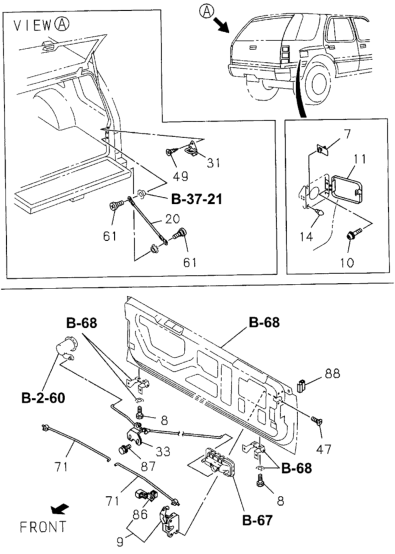 Honda New 1994-1997 Fits Honda Passport Lock, Passenger Side Trunk Lid, Part # 89712-31172