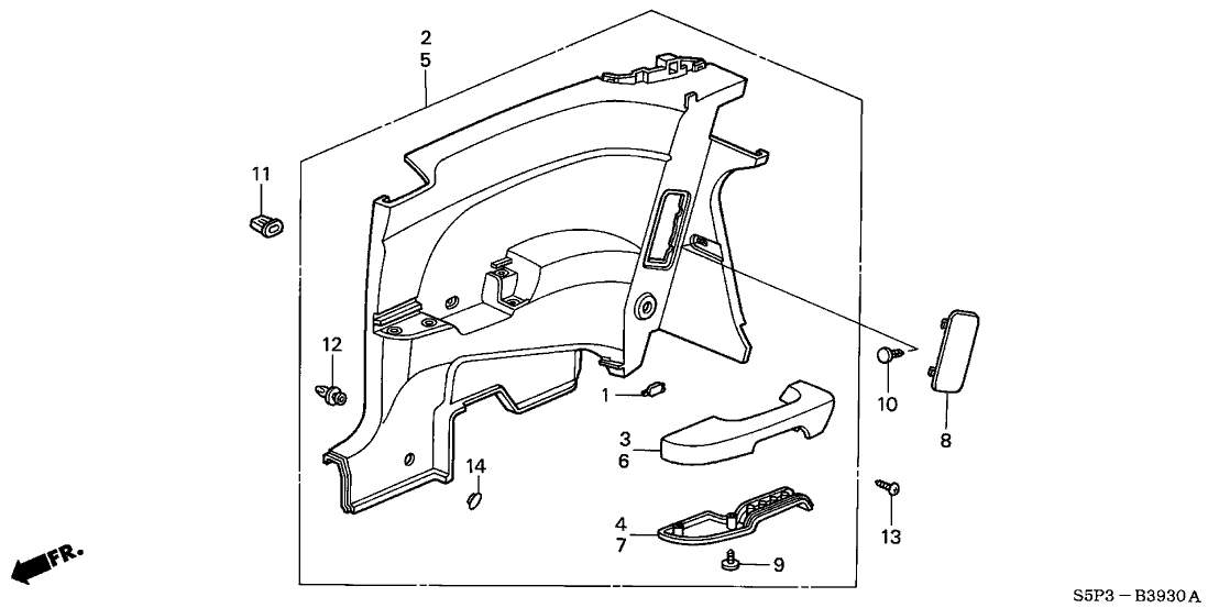 Honda New 2003-2005 Fits Honda Civic Lining Assy., L. Side *YR239L* (KI IVORY), Part # 83780-S5P-A11ZB