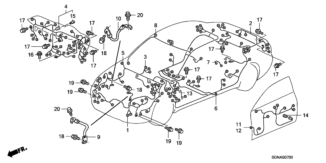 Honda New 2006-2007 Fits Honda Accord Front End Wire Harness, Part # 32100-SDB-A22
