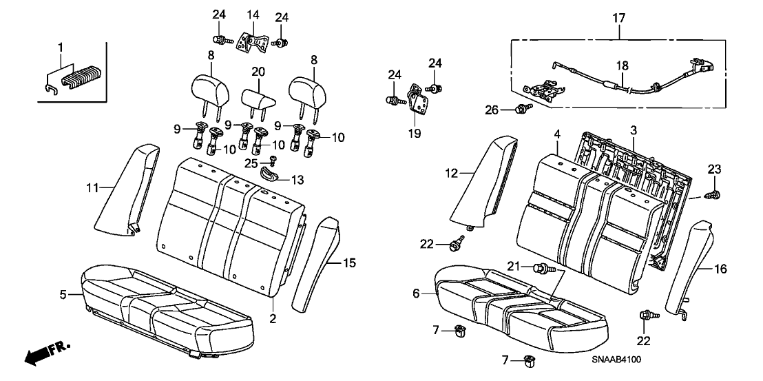 New 2009-2010 Fits Honda Civic Rear Headrest Assembly *NH167L* (GRAPHITE BLACK), Part # 82140-SNE-A41ZA