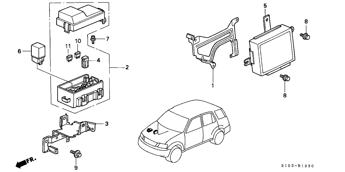 Honda New 1998-2001 Fits Honda CR-V Bracket, ABS Fuse Box, Part # 38231-S10-A00
