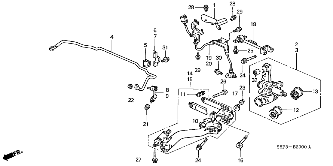 Honda New 2002 Fits Honda Civic Trailing Arm Right Rear, Part # 52370-S5A-A33