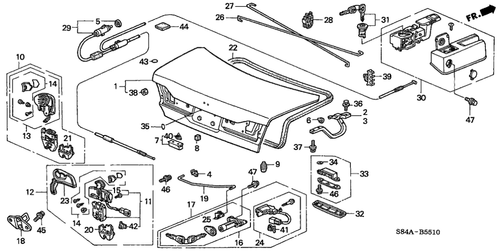 New 2001-2002 Fits Honda Accord Actuator Assy., Trunk, Part # 74856-S84-A41