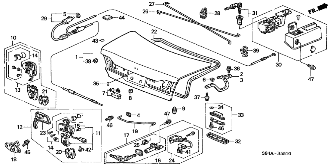 New 2001-2002 Fits Honda Accord Actuator Assy., Trunk, Part # 74856-S84-A41