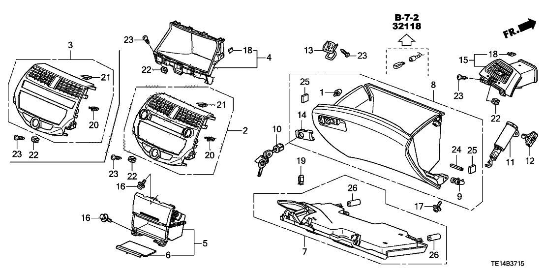 Honda New 2008-2012 Fits Honda Accord Panel Assy., Center (Typeu) (Black/Ivory), Part # 77250-TA0-A23ZG