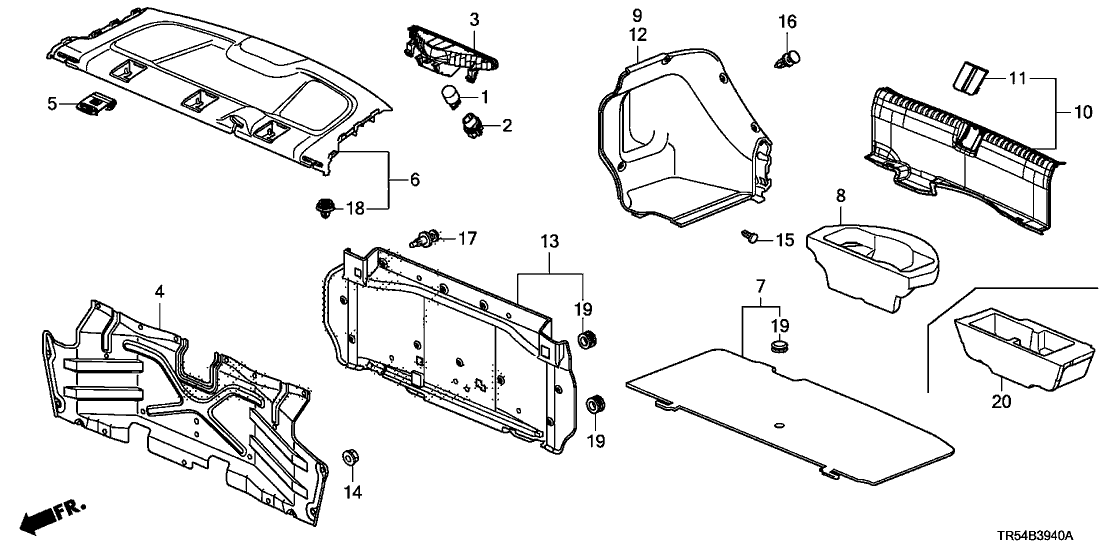 Honda New 2012-2015 Fits Honda Civic Lining Assy., L. Trunk Side *NH554L* (STONE GRAY), Part # 84651-TR5-A01ZA