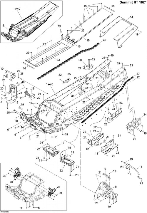 Fits 2006-2007 Ski-Doo Summit 1000 SDI, Highmark & Highmark X / Summit Highmark & Highmark X 1000 SDI Rear Cap, OEM Part # 518325007