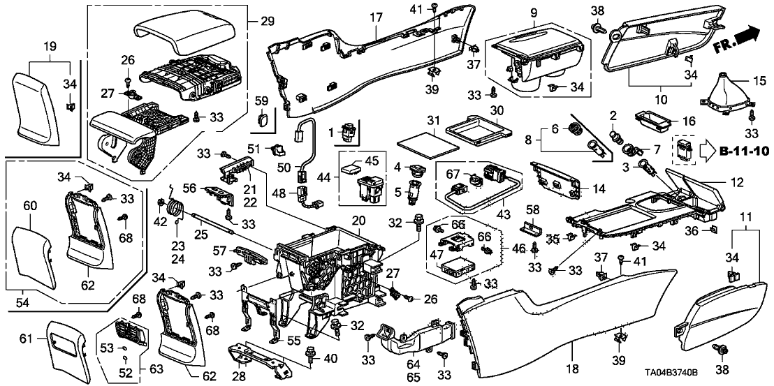 Honda New 2010-2011 Fits Honda Accord Armrest Assembly, Console (Pearl Ivory), Part # 83450-TA5-A01ZC