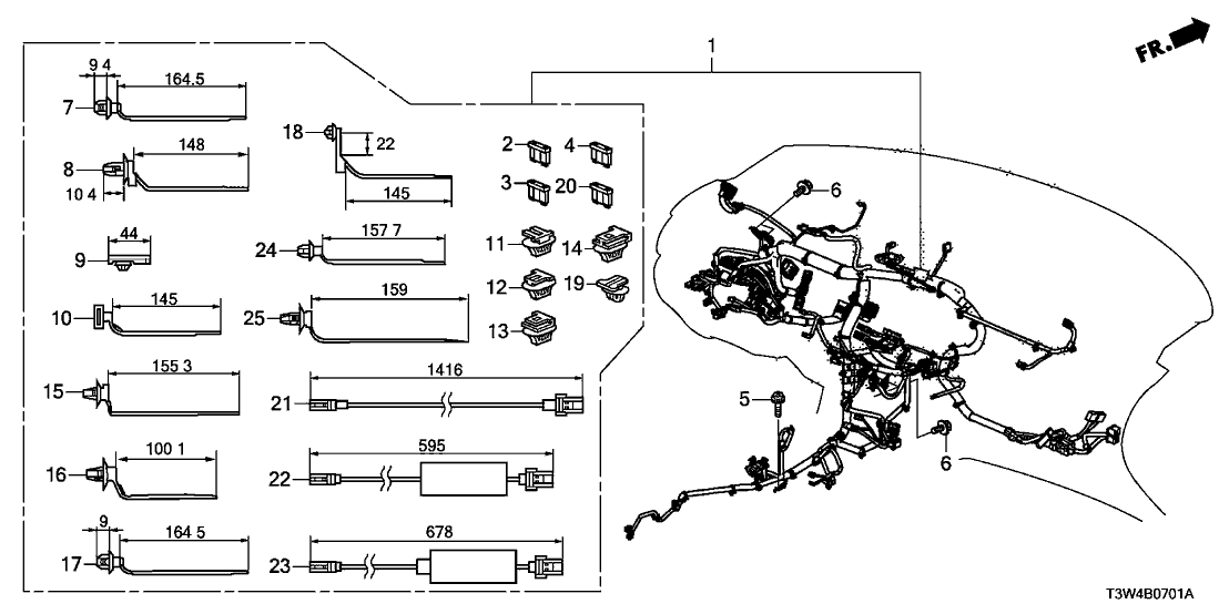 Honda New 2014 Fits Honda Accord Hybrid Instrument Wire Harness, Part # 32117-T3W-A10