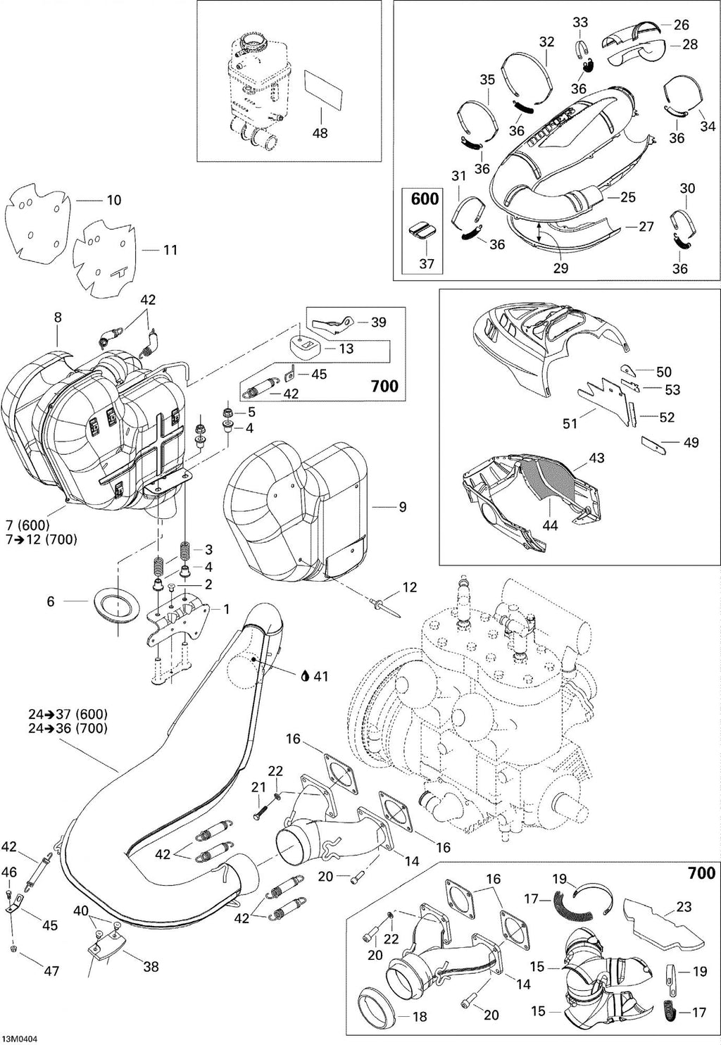 Fits 2001-2004 Ski-Doo Formula Deluxe 500/600/700 / Grand Touring 500/600/700 Models Rear Upper Envelope 600, OEM Part # 514053193