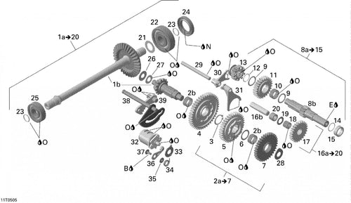 Fits 2004-2005 Can-Am Gear Wheel Set 330HO, Includes 2a To 7, OEM Part # 420281287