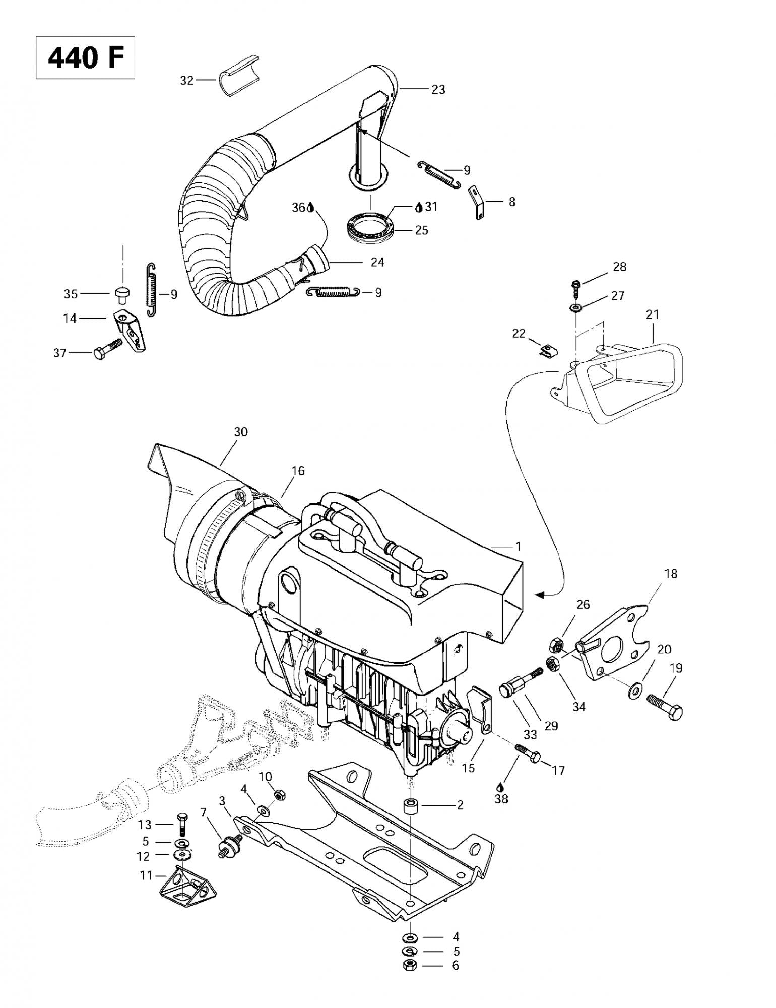 Fits 1997-2007 Ski-Doo MX Z 440 / MX Z 440 F Models Outlet Duct, OEM Part # 572083700
