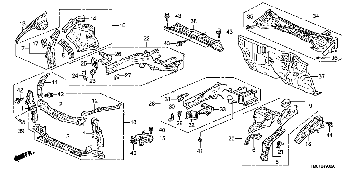 Honda New 2010-2014 Fits Honda Insight Right Front Side Frame, Part # 60810-TM8-A00ZZ