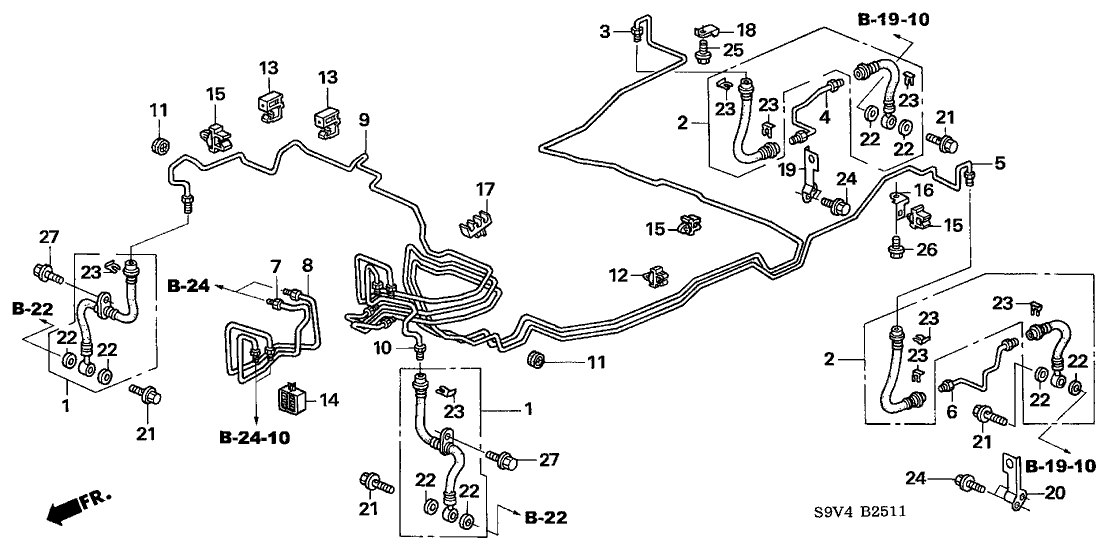 New 2005 Fits Honda Pilot Brake Pipe V, Part # 46375-S9V-A00