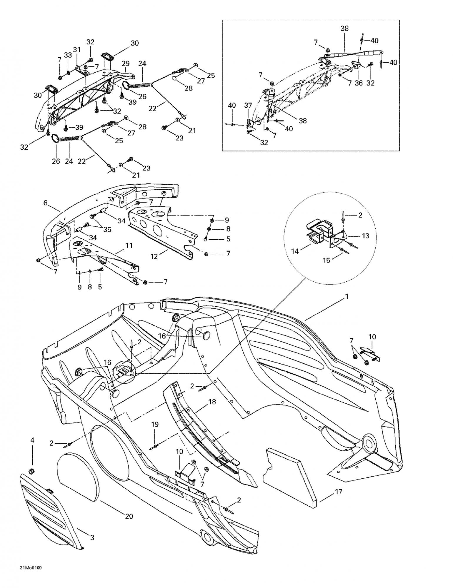 Fits 1999-2005 Ski-Doo Formula Deluxe 500/600/700 / Formula Deluxe 600/700 Models LH Support, OEM Part # 502006597