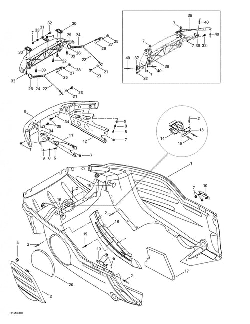 Fits 1999-2004 Ski-Doo Formula Deluxe 500/600/700 / Formula Deluxe 600/700 Models Hinge Side Plate, OEM Part # 517302176