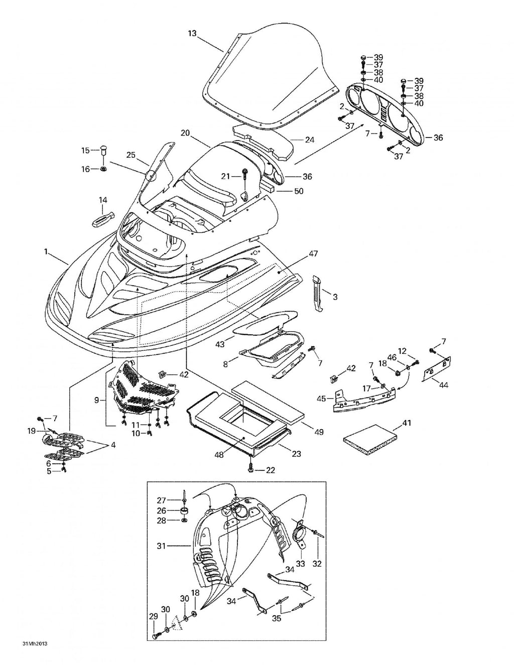 Fits 1998-2003 Ski-Doo Formula III 600 LT / Formula III 600 R/700 R Models Stud, OEM Part # 572103500