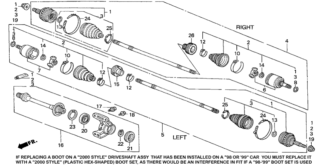 Honda New 1998-2002 Fits Honda Accord Driver Side Driveshaft Assembly, Part # 44306-S4K-A62