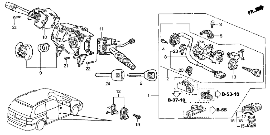 New 2001-2002 Fits Honda Odyssey Cylinder Set (Light Quartz Gray), Part # 06350-S0X-A21ZBNI