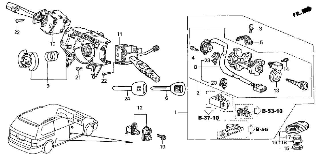 New 2001-2002 Fits Honda Odyssey Cylinder Set (Light Quartz Gray), Part # 06350-S0X-A21ZBNI