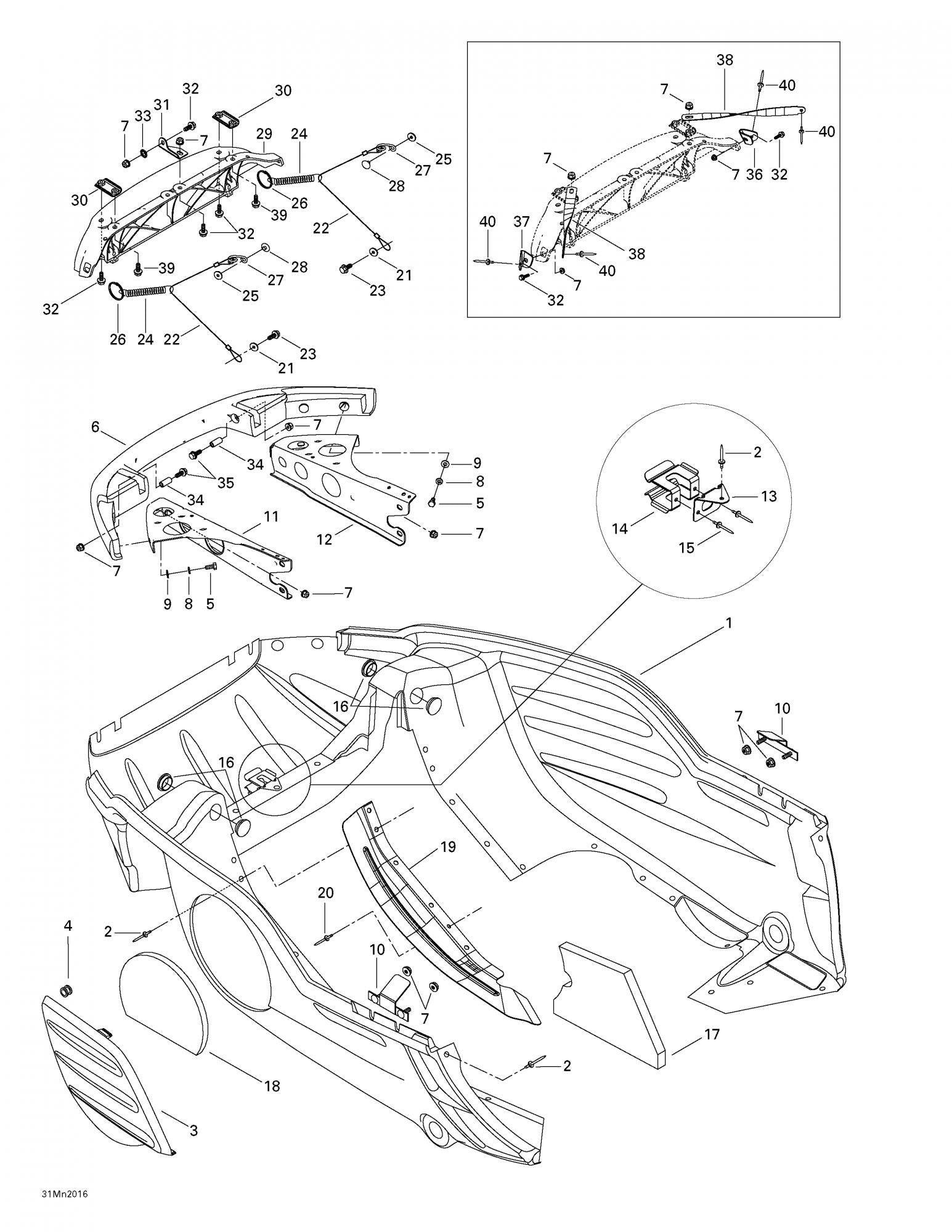 Fits 1999-2005 Ski-Doo Formula Deluxe 500/600/700 / Formula Deluxe 600/700 Models LH Support, OEM Part # 502006597