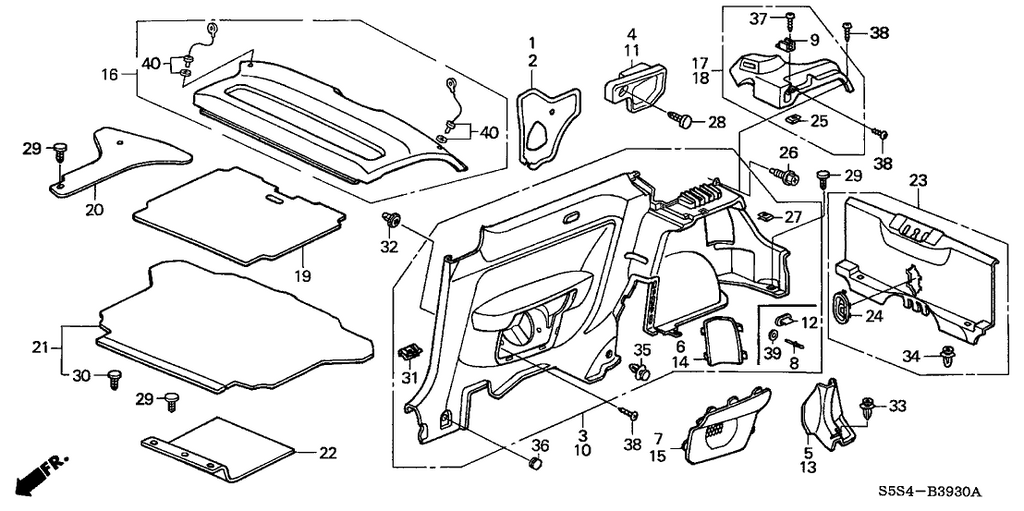 New 2002-2005 Fits Honda Civic Seal, R. Quarter Hole, Part # 74514-S5T-A00