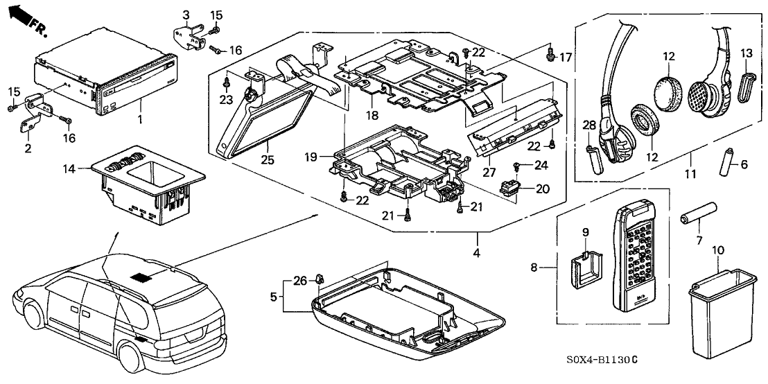 Honda New 2002-2004 Fits Honda Odyssey Cover, Battery (R), Part # 39582-S0X-A01