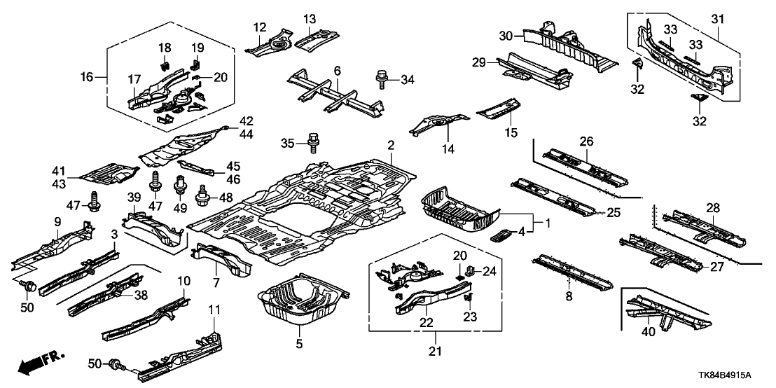 New 2011-2013 Fits Honda Odyssey Crossmember A, Floor Middle, Part # 65710-TK8-A20ZZ