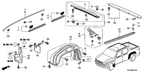 New 2009-2011 Fits Honda Ridgeline Garnish Set, RR. Roof *YR573M* (Include Antenna) (MOCHA METALLIC), Part # 74300-SJC-305ZN