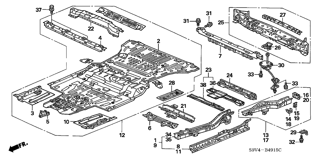 Honda New 2003-2007 Fits Honda Pilot Support, RR. Cargo Lid, Part # 65139-S9V-A04ZZ
