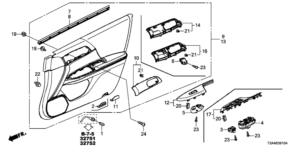 New 2014-2015 Fits Honda Accord Lining Assy., R. FR. Door *NH836L* (WISTERIA LIGHT GRAY), Part # 83500-T2F-A31ZB