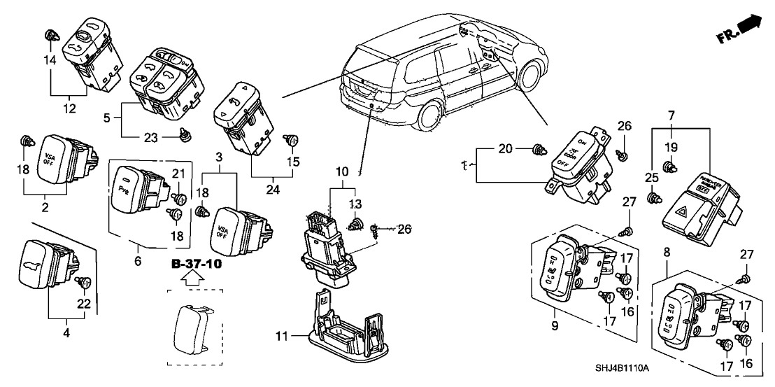 Honda New 2005-2007 Fits Honda Odyssey Garnish *YR239L* (KI IVORY), Part # 35802-SHJ-A01ZD