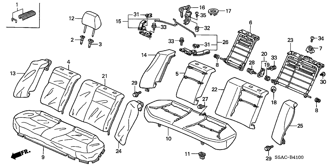 Honda New 2003-2005 Fits Honda Civic Cover, Rear Seat Cushion Trim (Ivory), Part # 82131-S5A-A31ZC