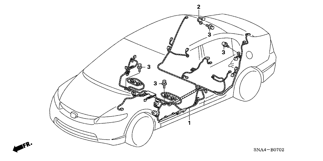 New 2007 Fits Honda Civic Floor Wire Harness, Part # 32107-SNA-A30