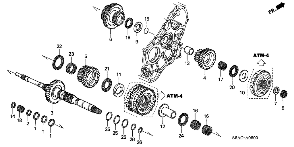 New 1996-2005 Fits Honda Civic Gear, Mainshaft Low, Part # 23411-P4P-N00
