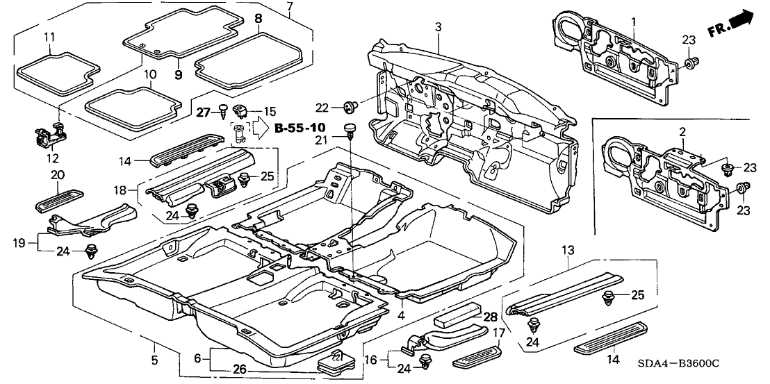 Honda New 2003-2007 Fits Honda Accord Cap, FR. Side *NH361L* (CF GRAY), Part # 84205-SDA-A00ZB